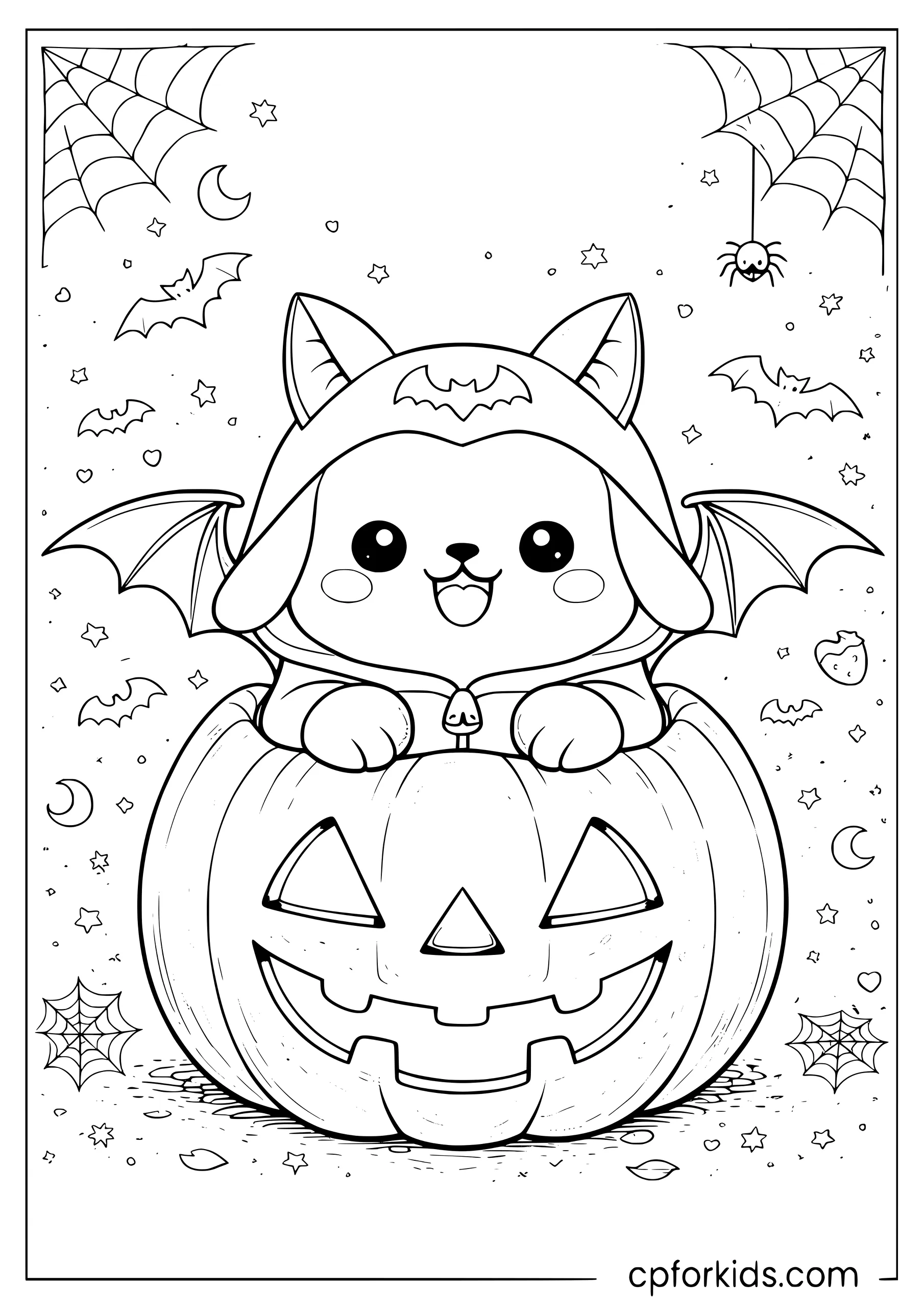 Cinnamoroll Popping Out of a Pumpkin