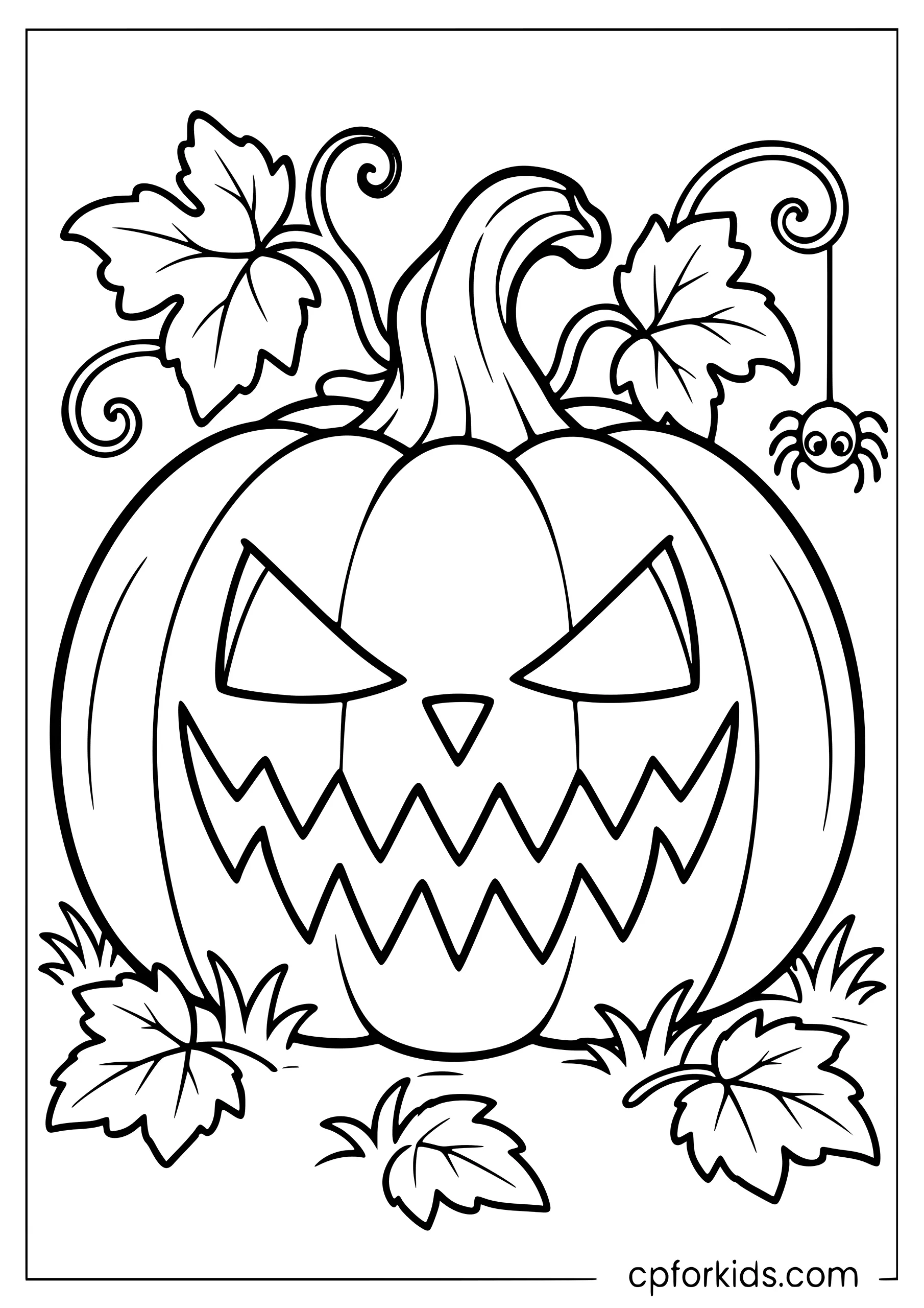 Scary jack-o-lantern with triangular eyes and sharp teeth