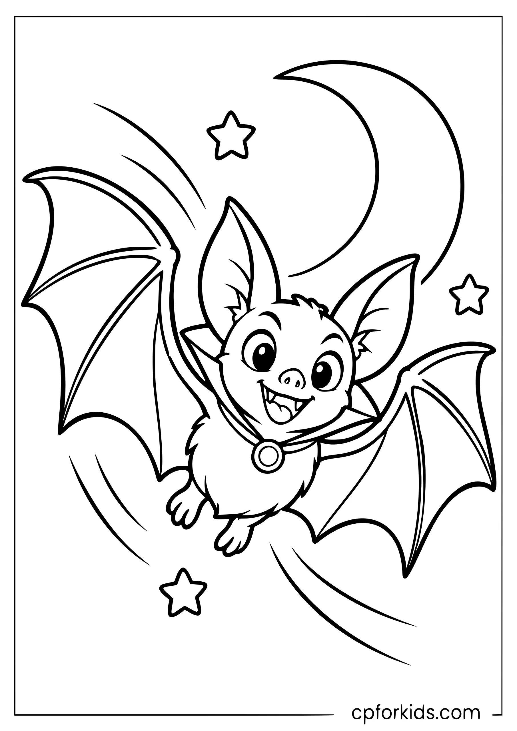 Angry cartoon vampire bat with fangs