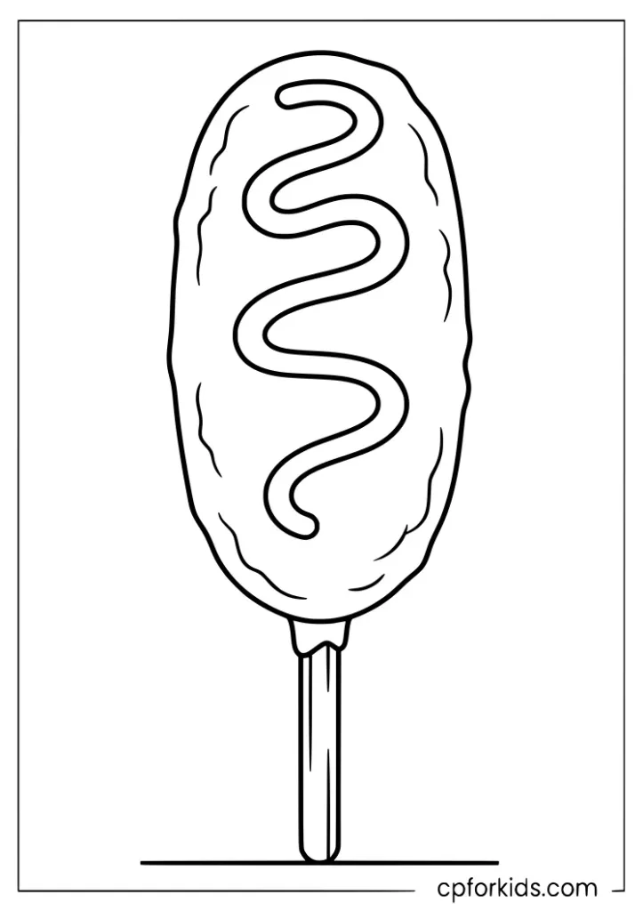 Corndog fast food coloring page for kids