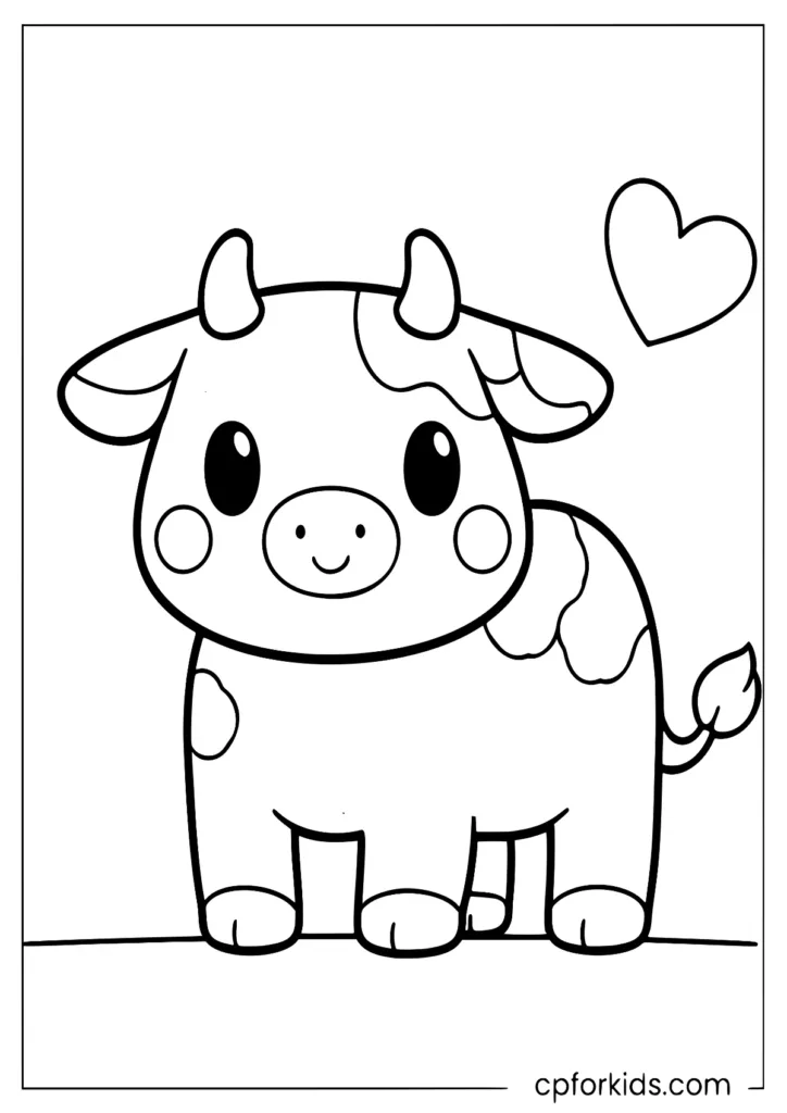  Cow outline images for kids featuring a simple cow with bold thick lines and big open areas