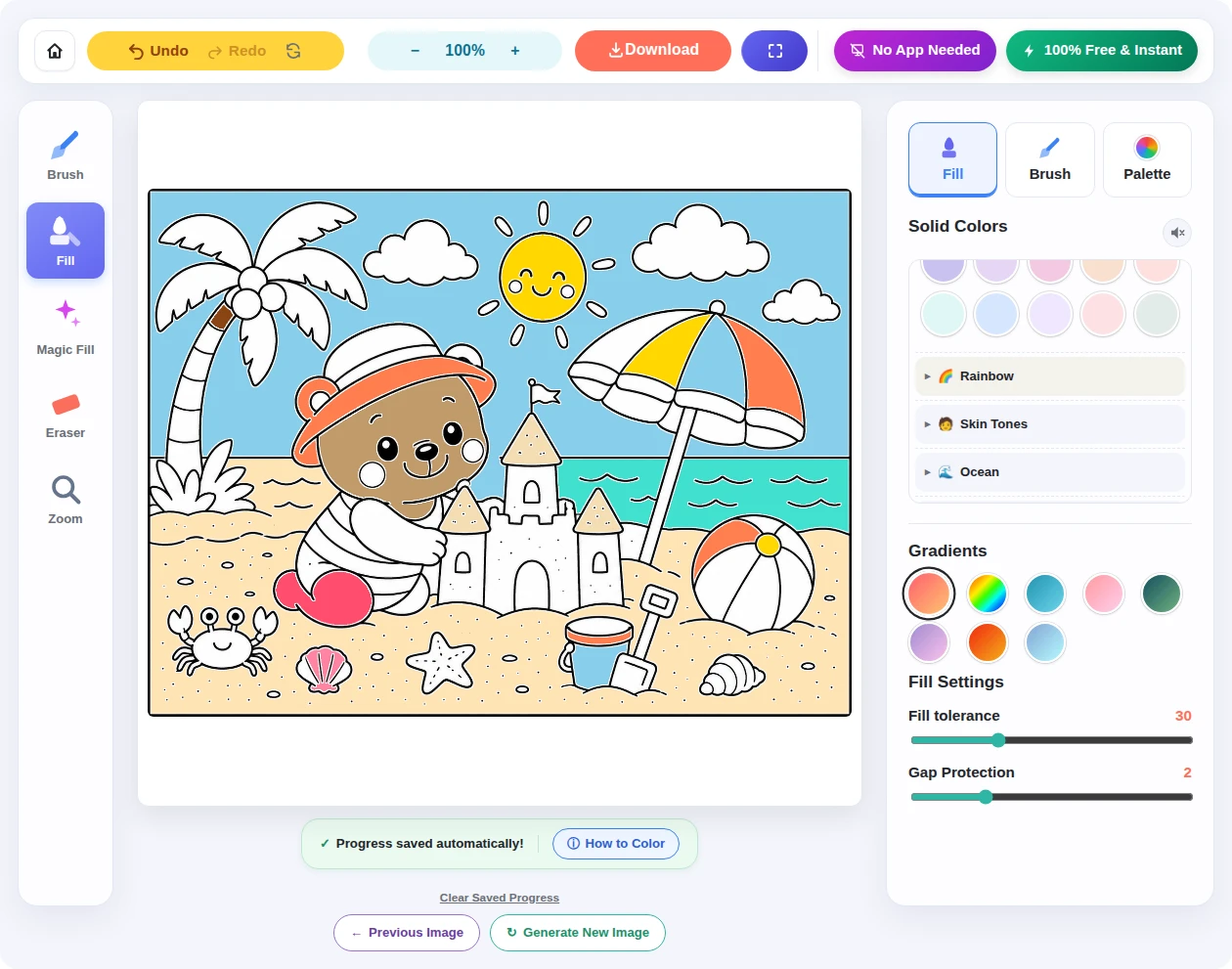 Color palettes in the CPforKids online coloring tool