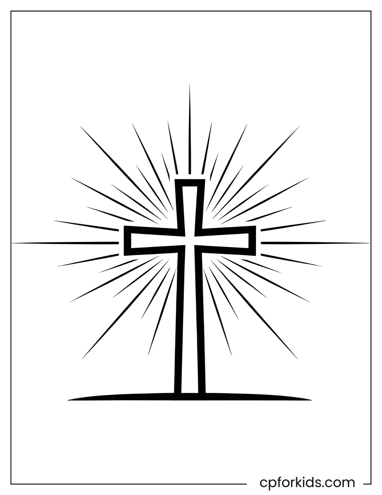 Christian cross with light rays behind it