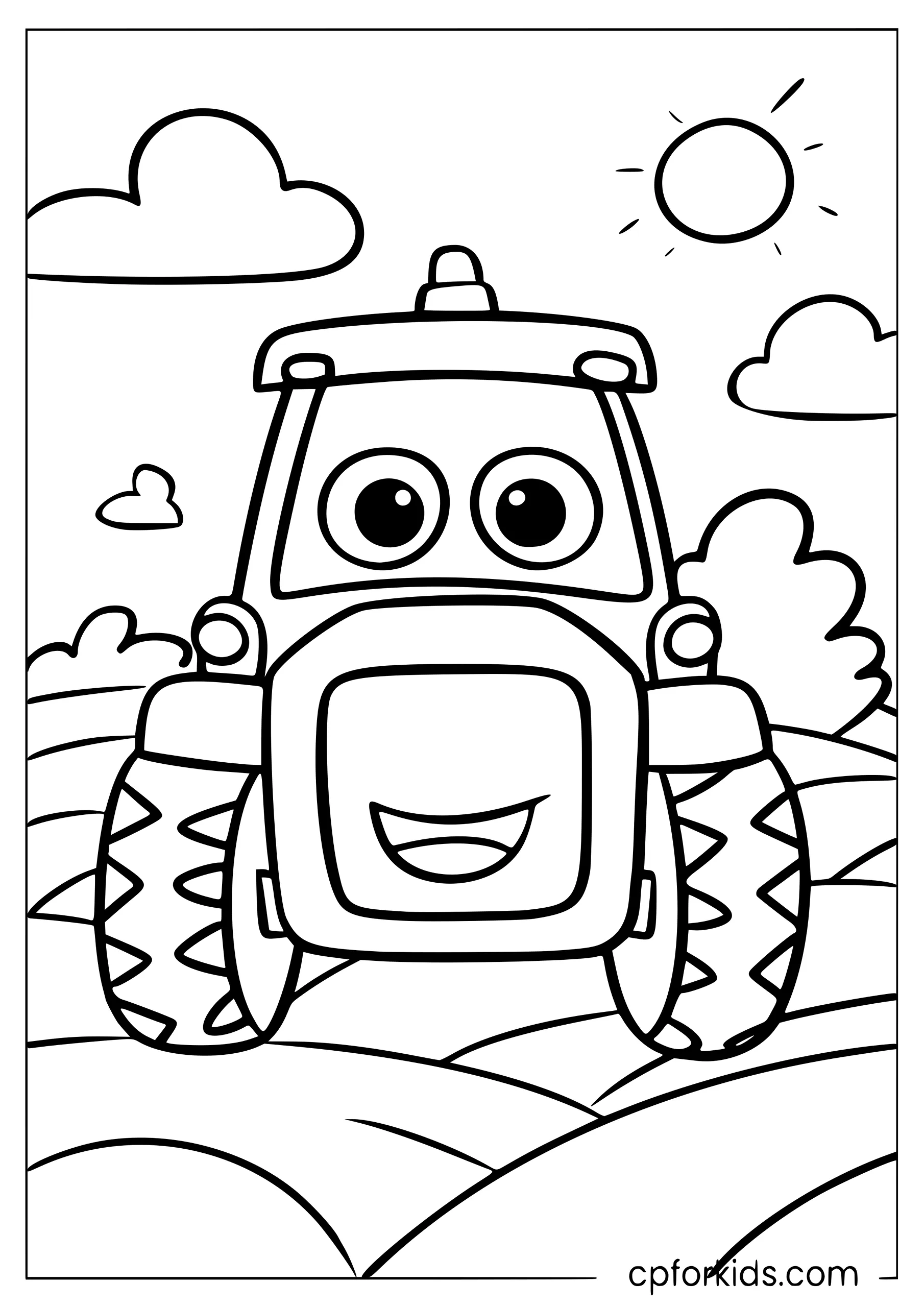 Cute Smiling Tractor for Kids