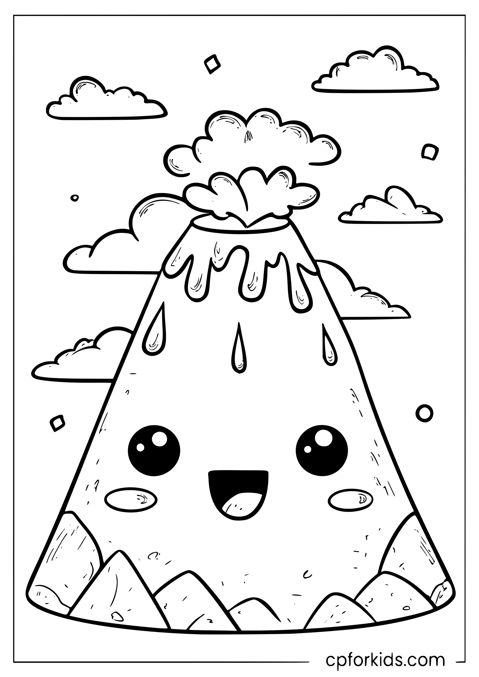 Cute Smiling Volcano for Kids