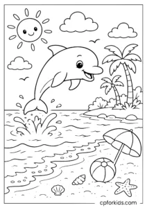 Cute dolphin jumping in the ocean