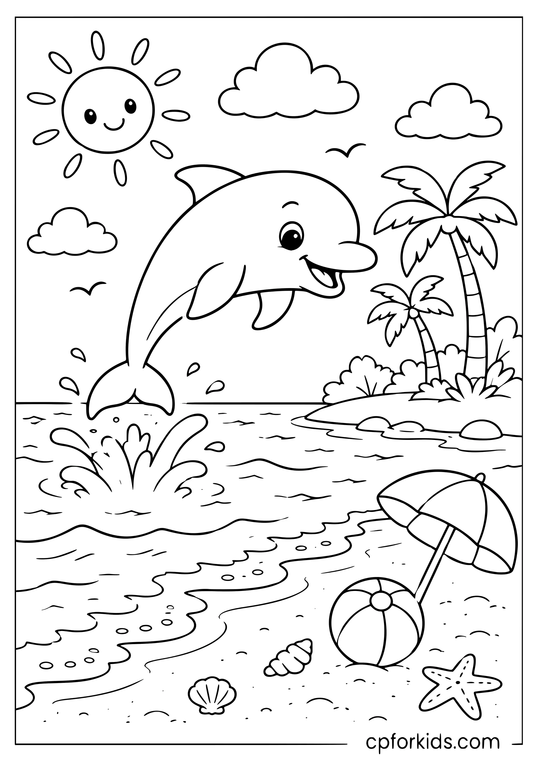 Cute Dolphin Beach Scene