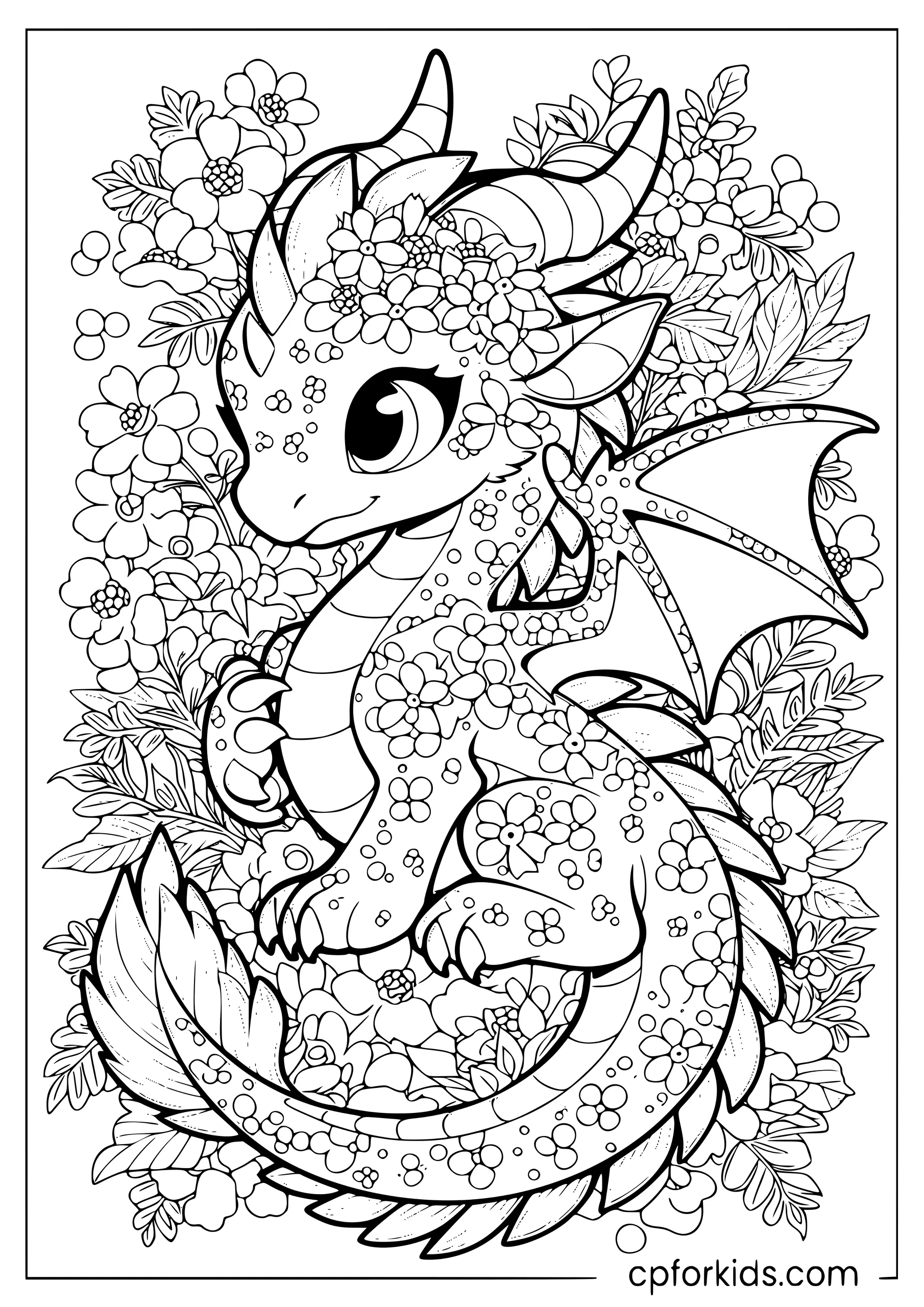 Cute Dragon with Floral Wings