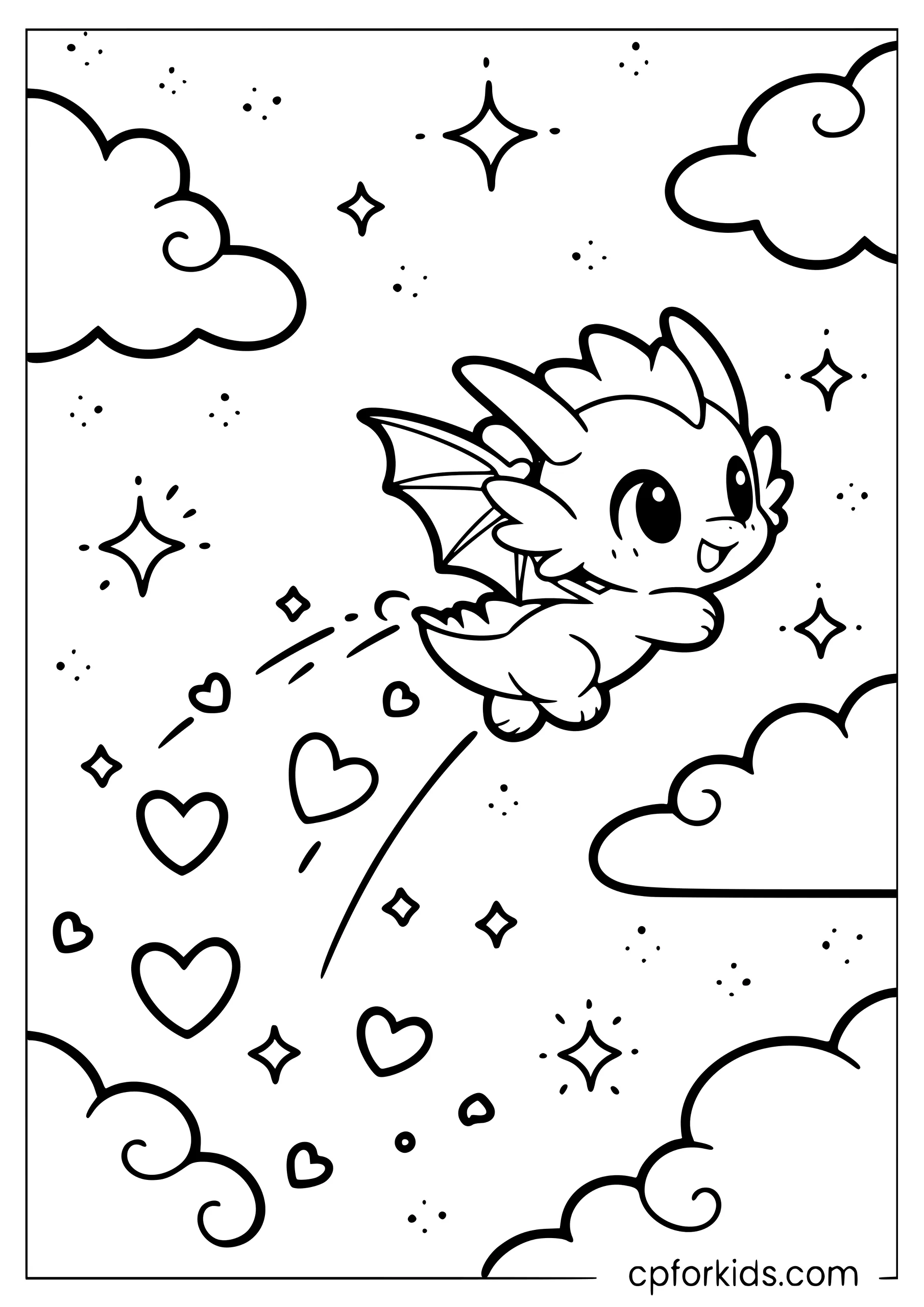 Cute Dragon Leaves a Heart Trail