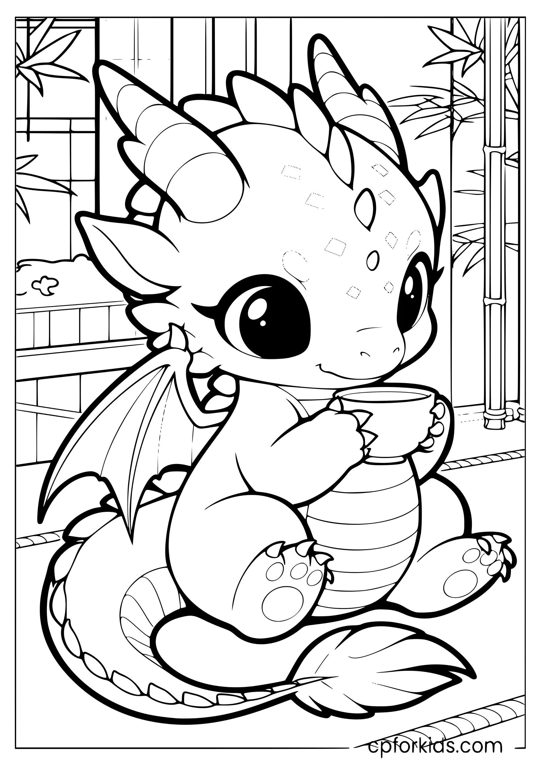 Cute Dragon at the Tea Ceremony