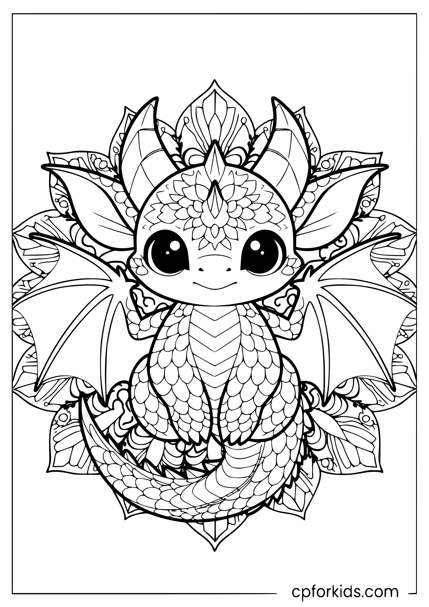 Cute Dragon Mandala Wings