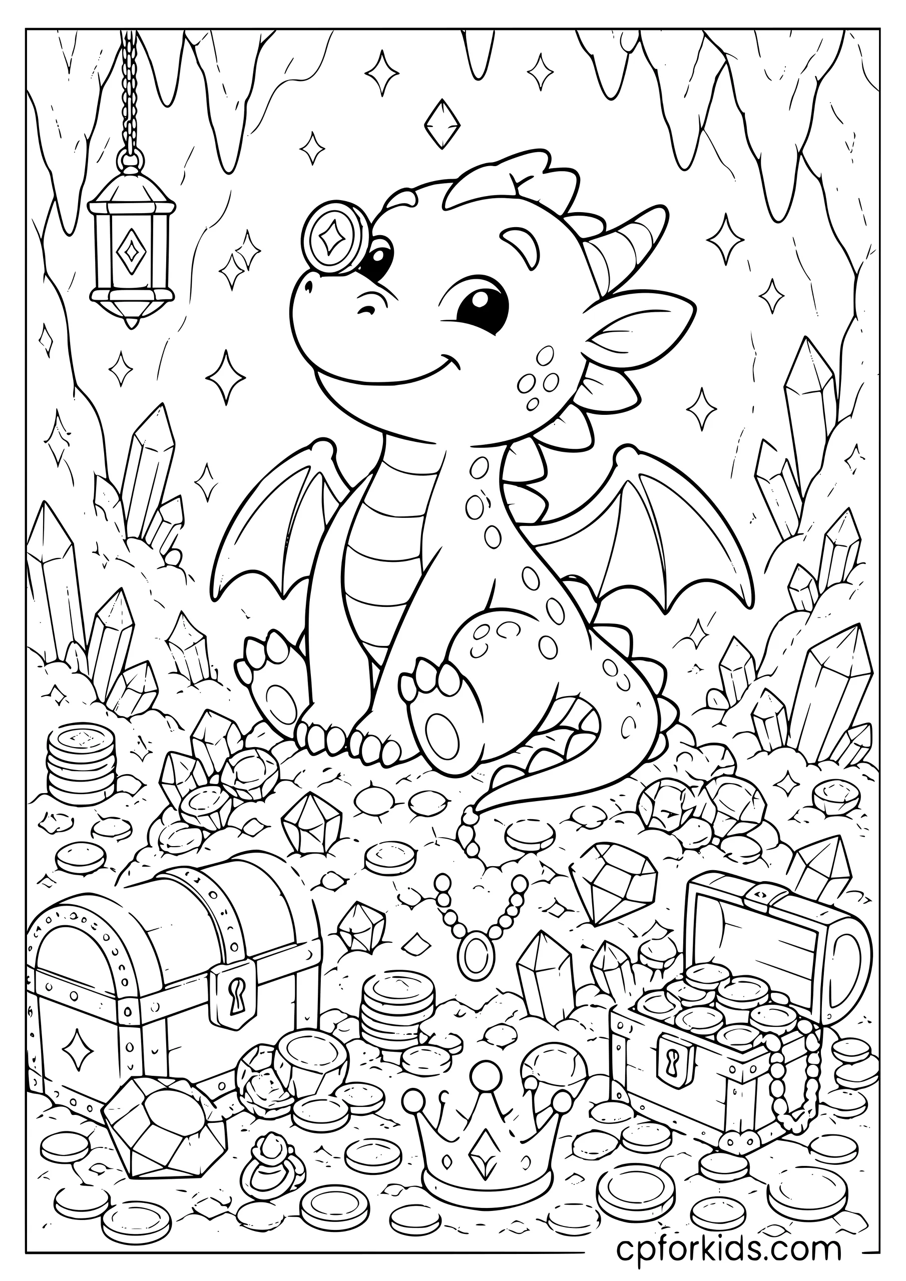 Cute Dragon and the Treasure