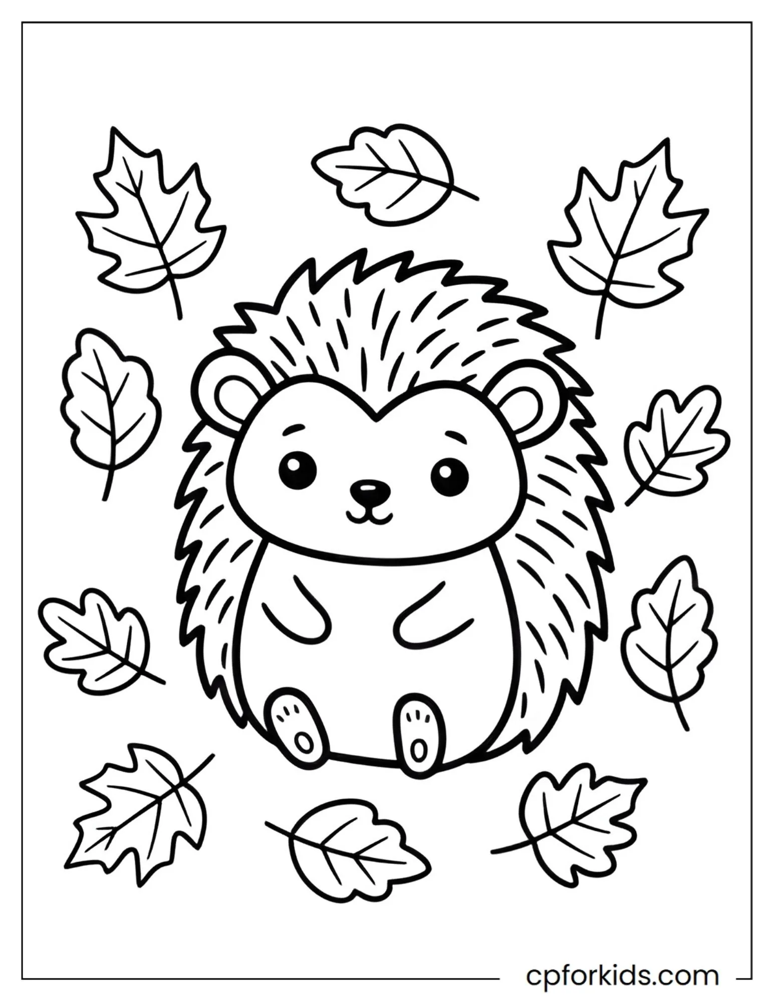 Hedgehog walking through a pile of fallen leaves