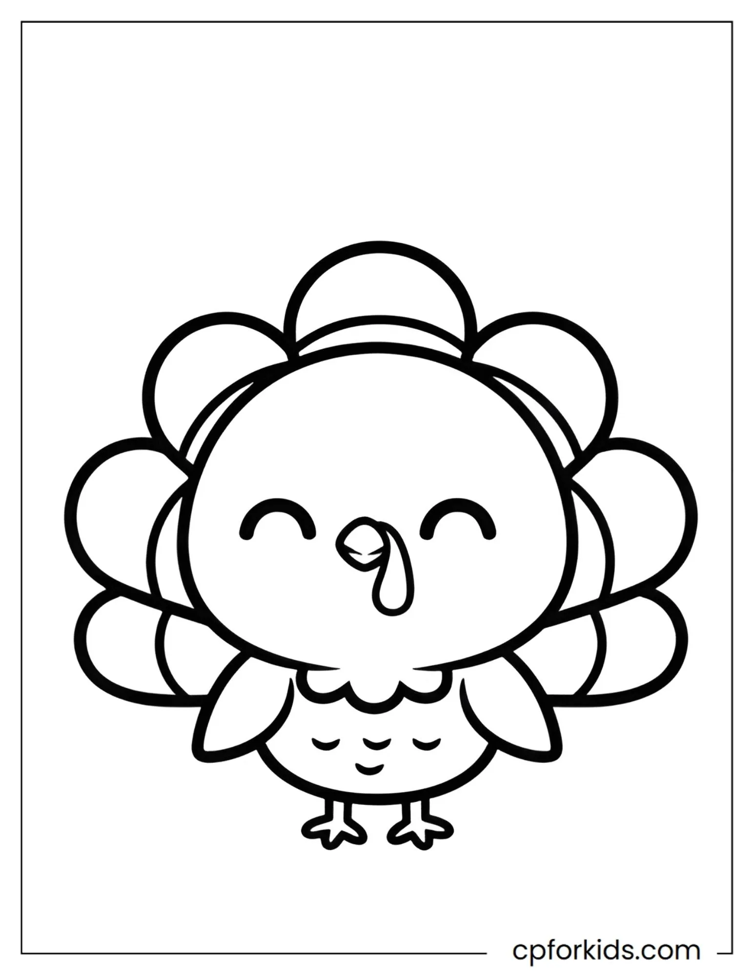 Baby turkey with closed eyes and layered tail feathers