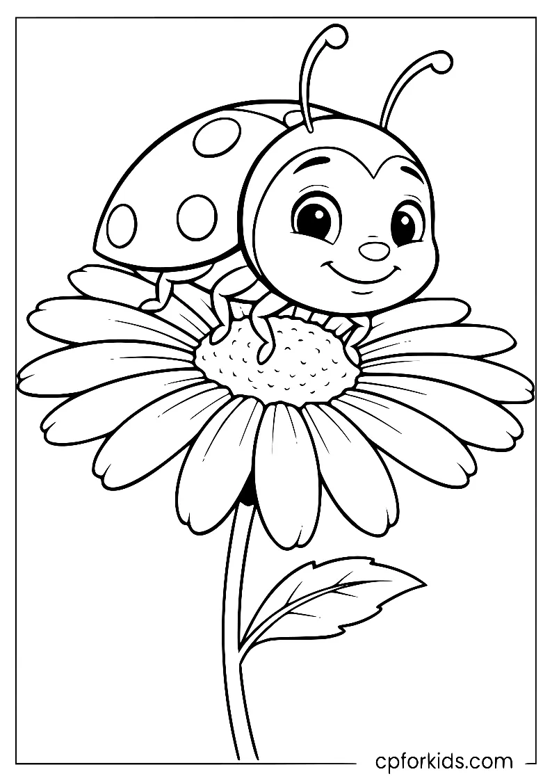 Cute ladybug on a bloomed May flower