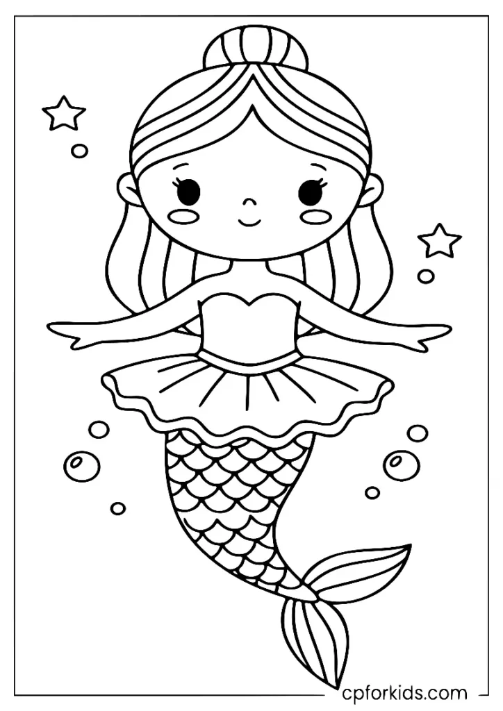 Cute mermaid ballerina wearing a pink tutu