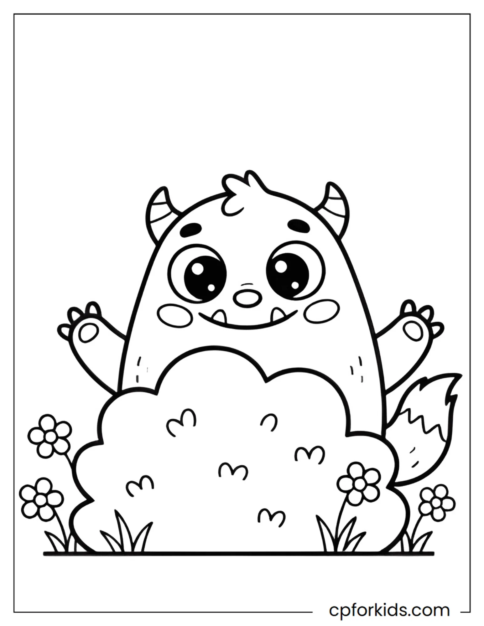 Friendly monster peeking out from behind a bush for an April Fools' prank