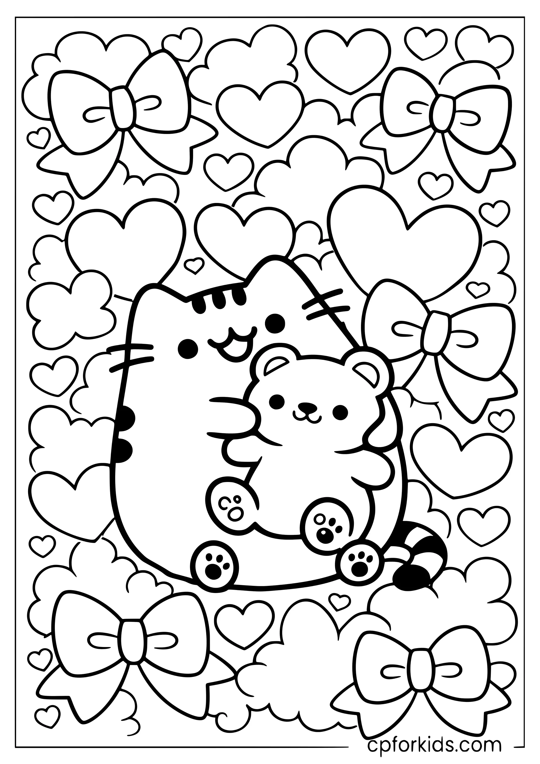 Cute Pusheen Hugging a Teddy Bear