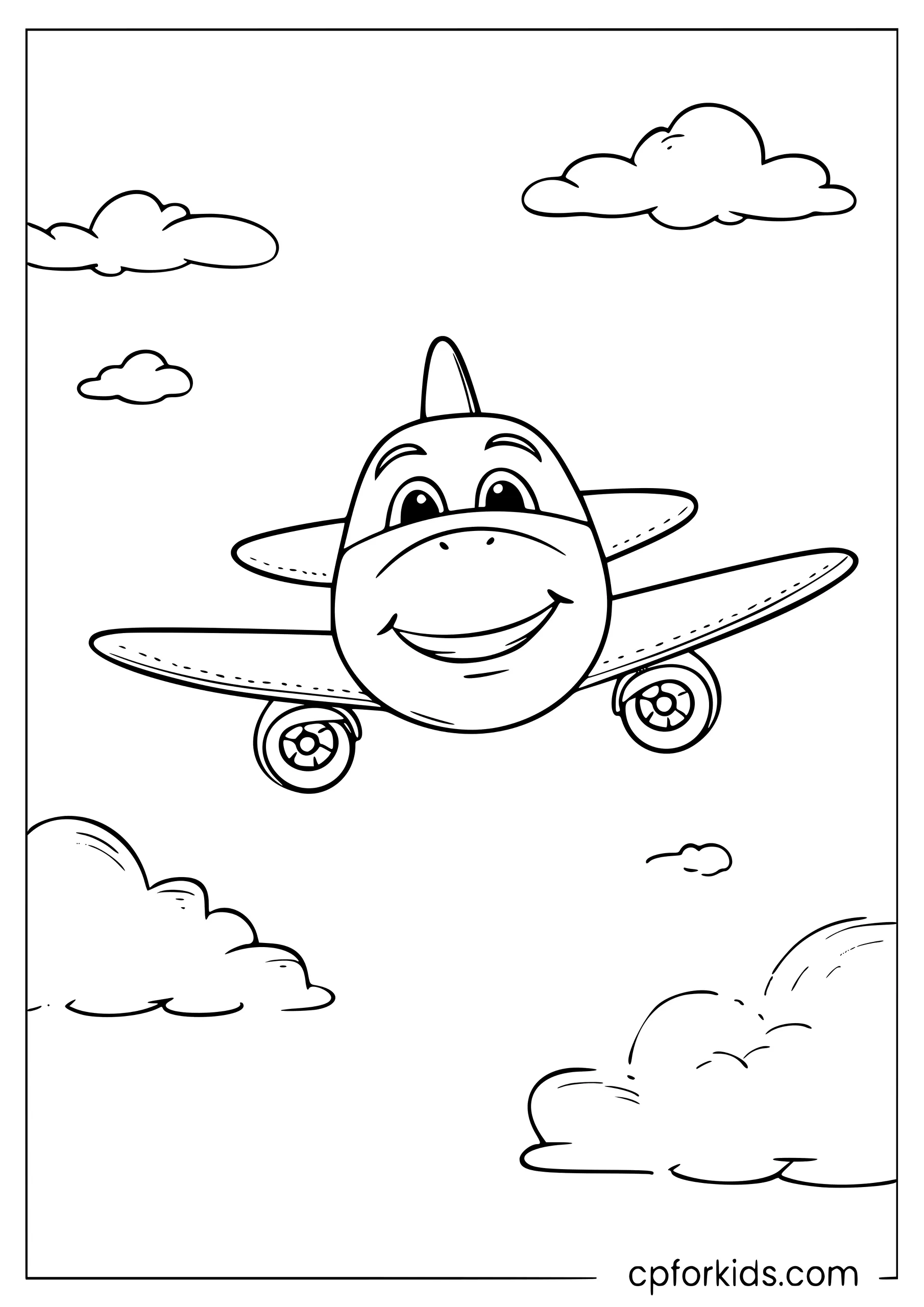 Cute Smiling Airplane for Kids
