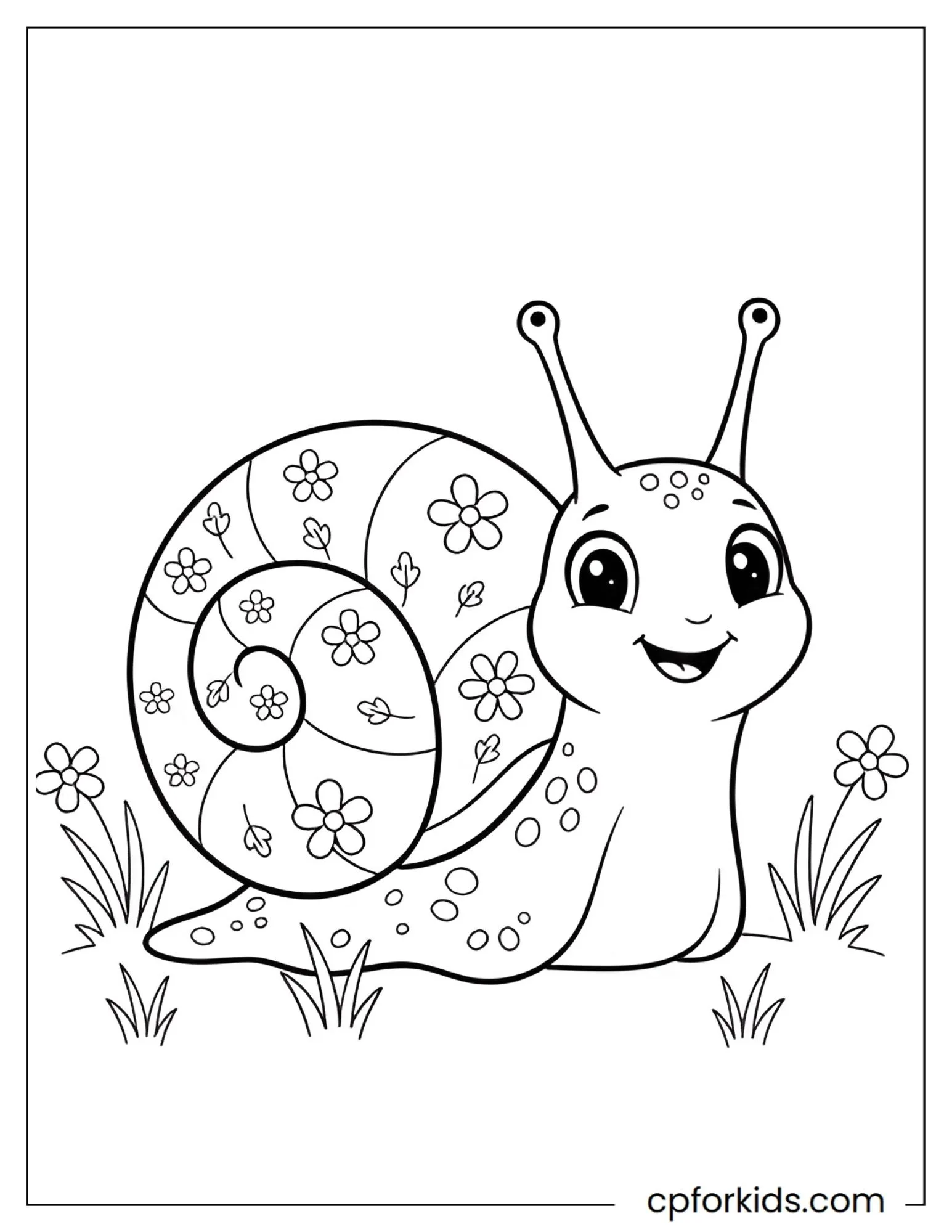 Snail with a flower-decorated shell