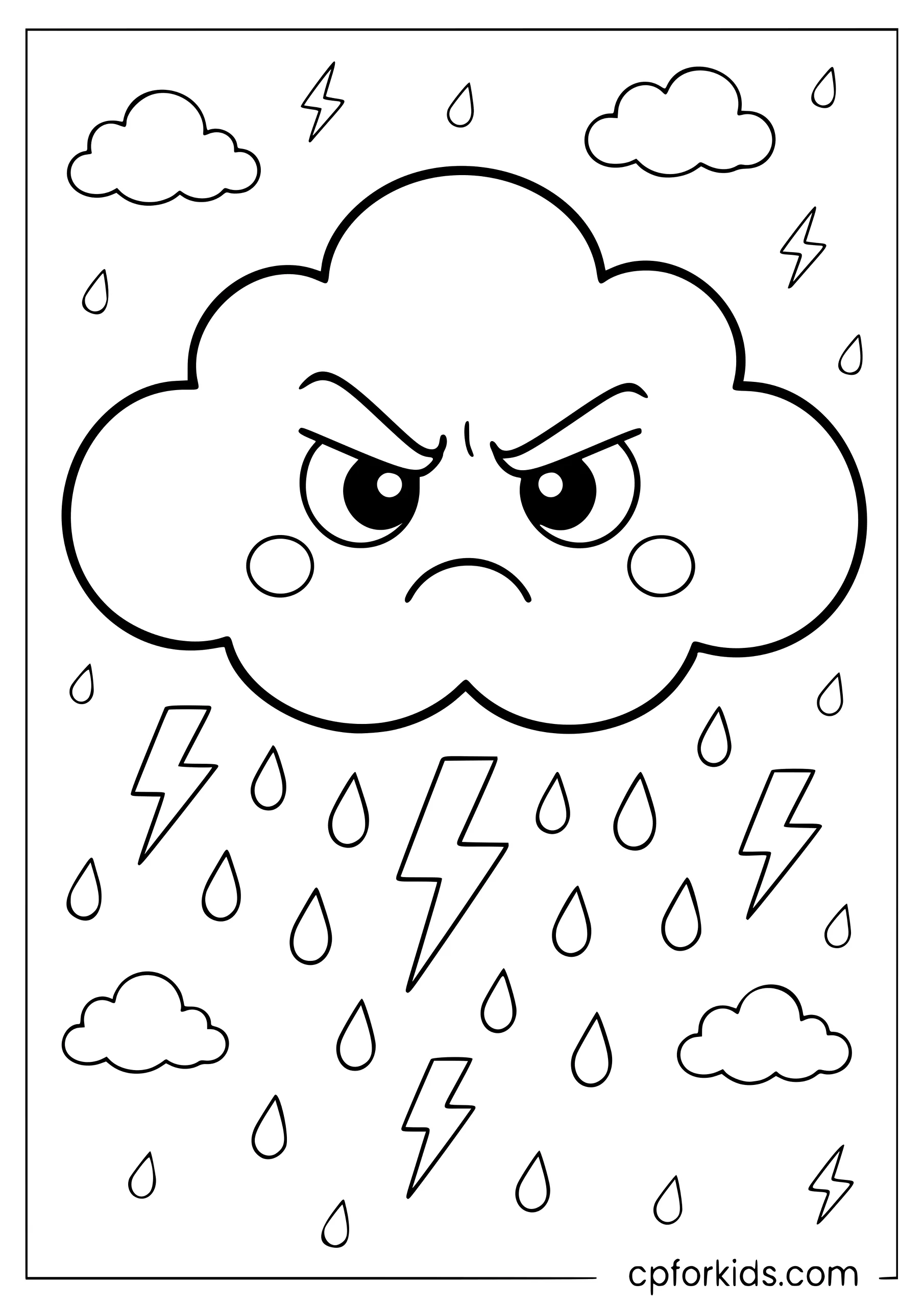Grumpy Storm Cloud Character