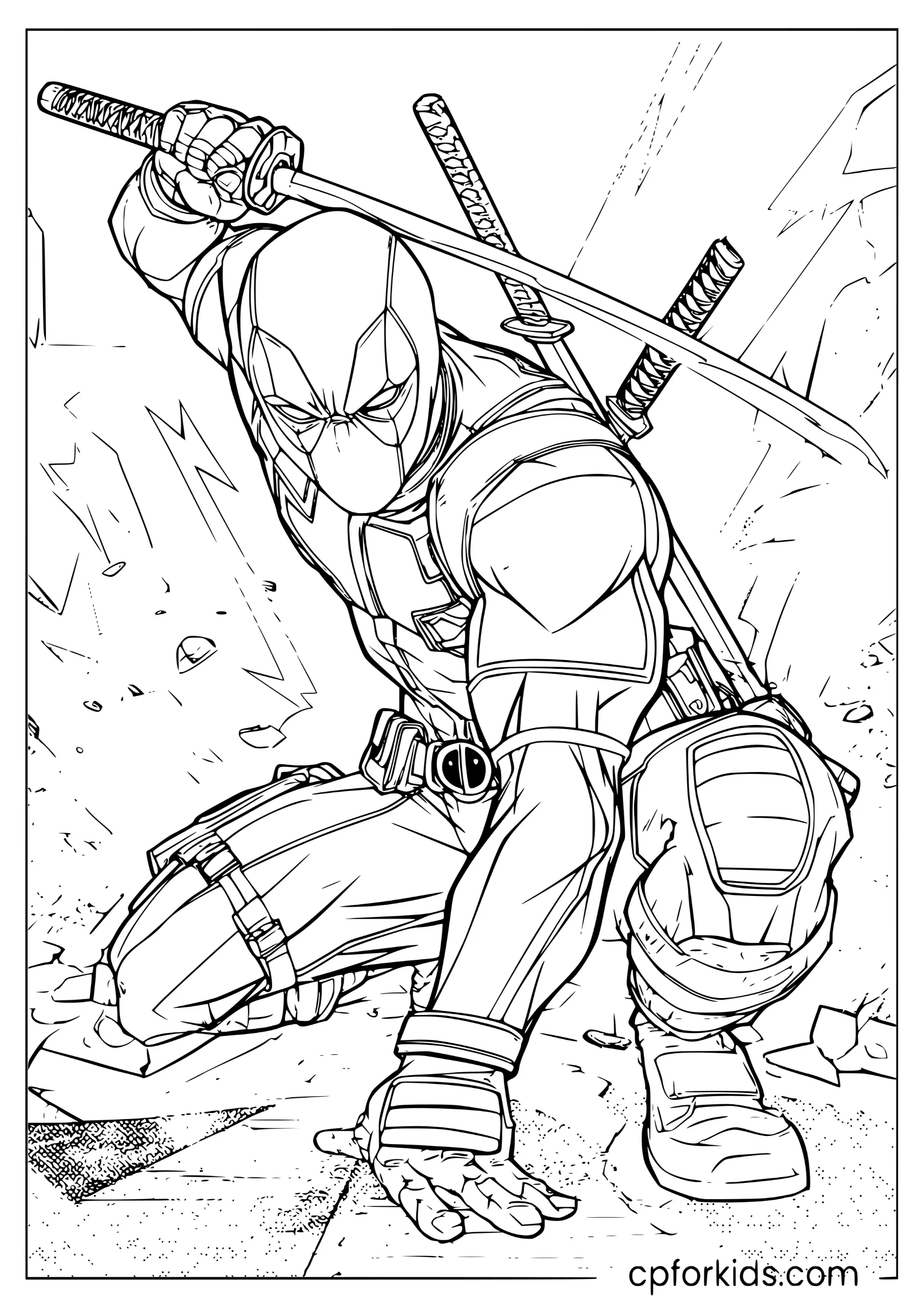 Deadpool Crouching Ready to Strike