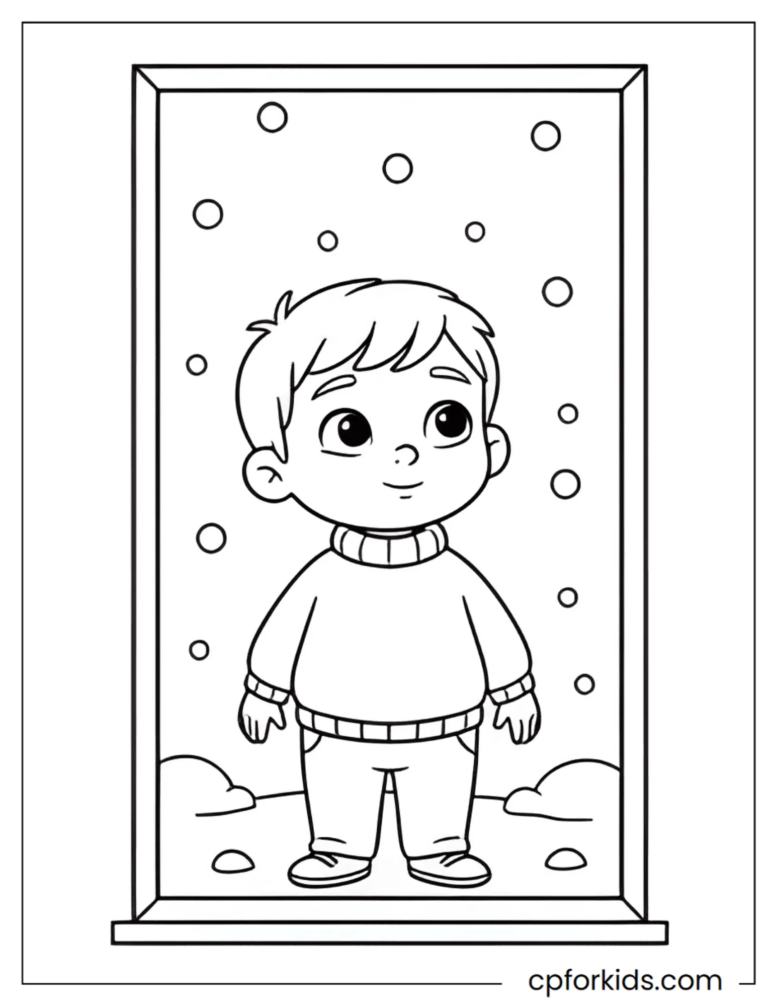 Child watches the first snow of December