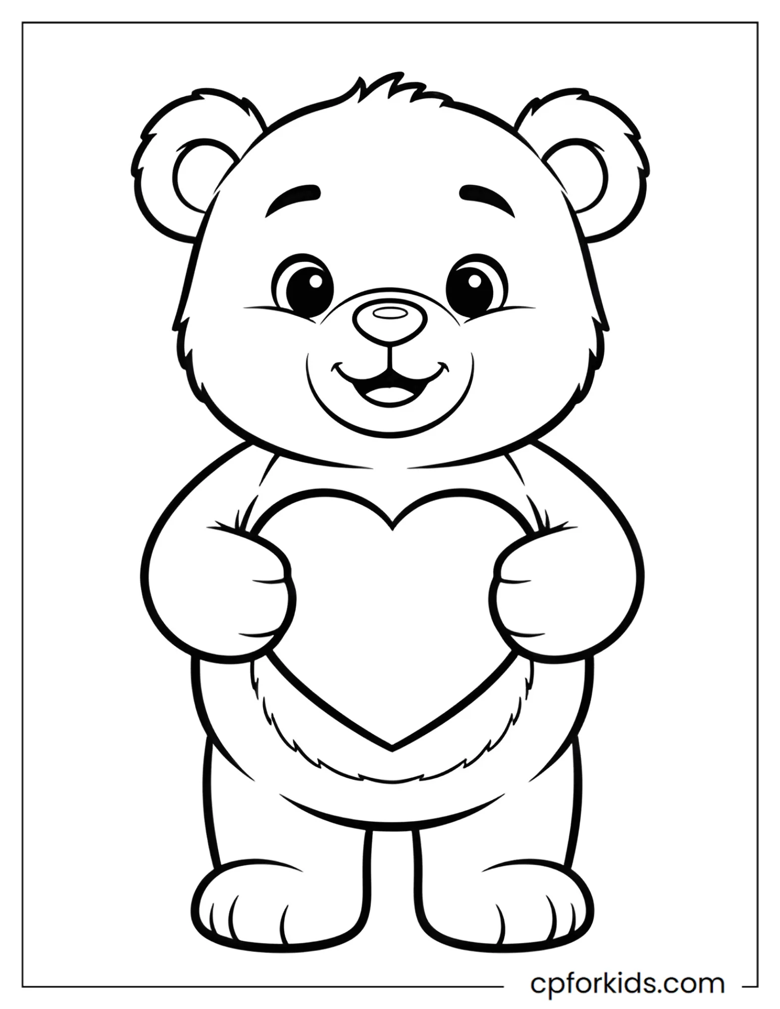 Teddy bear holds a heart for kindness