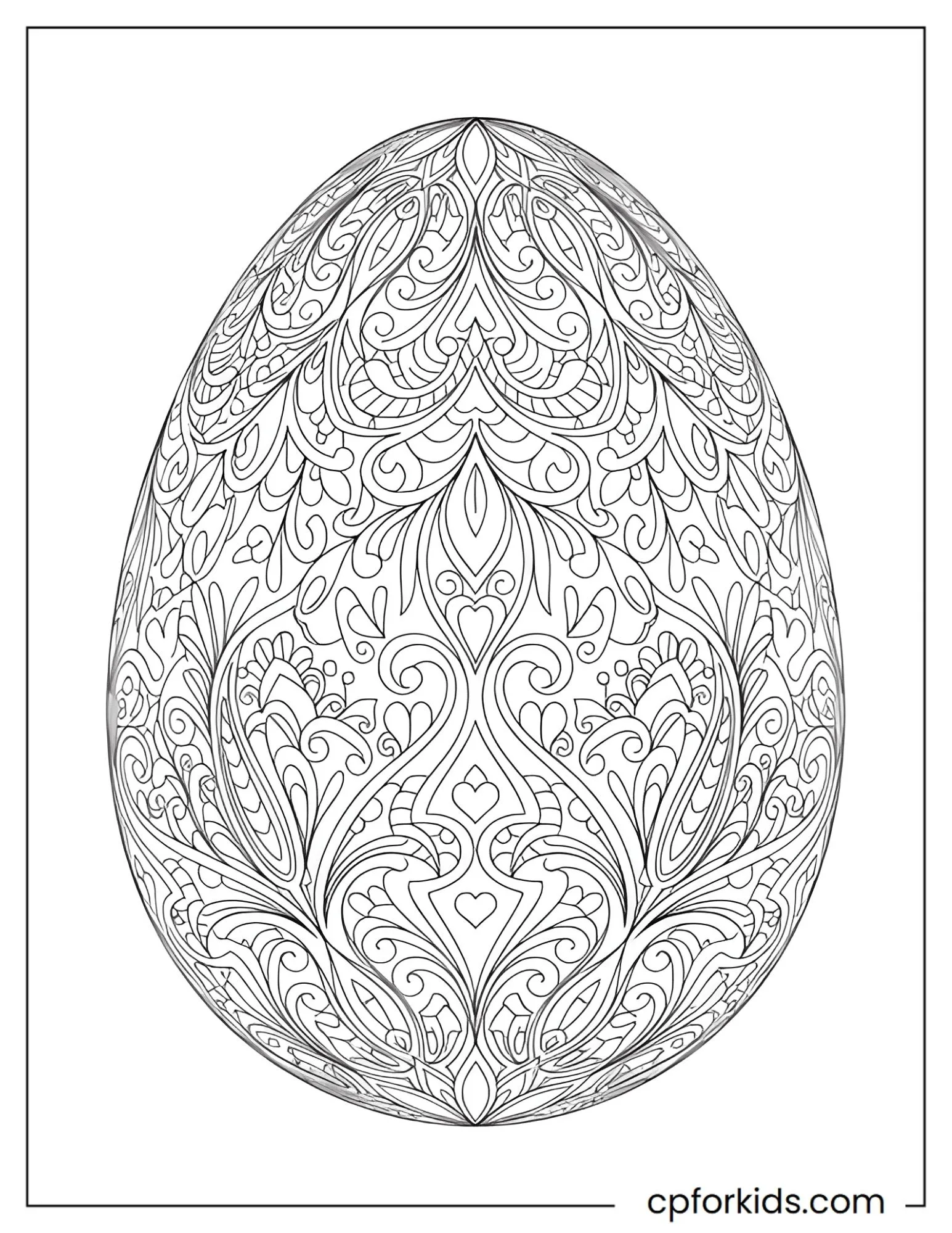 Easter egg covered with detailed curling swirls