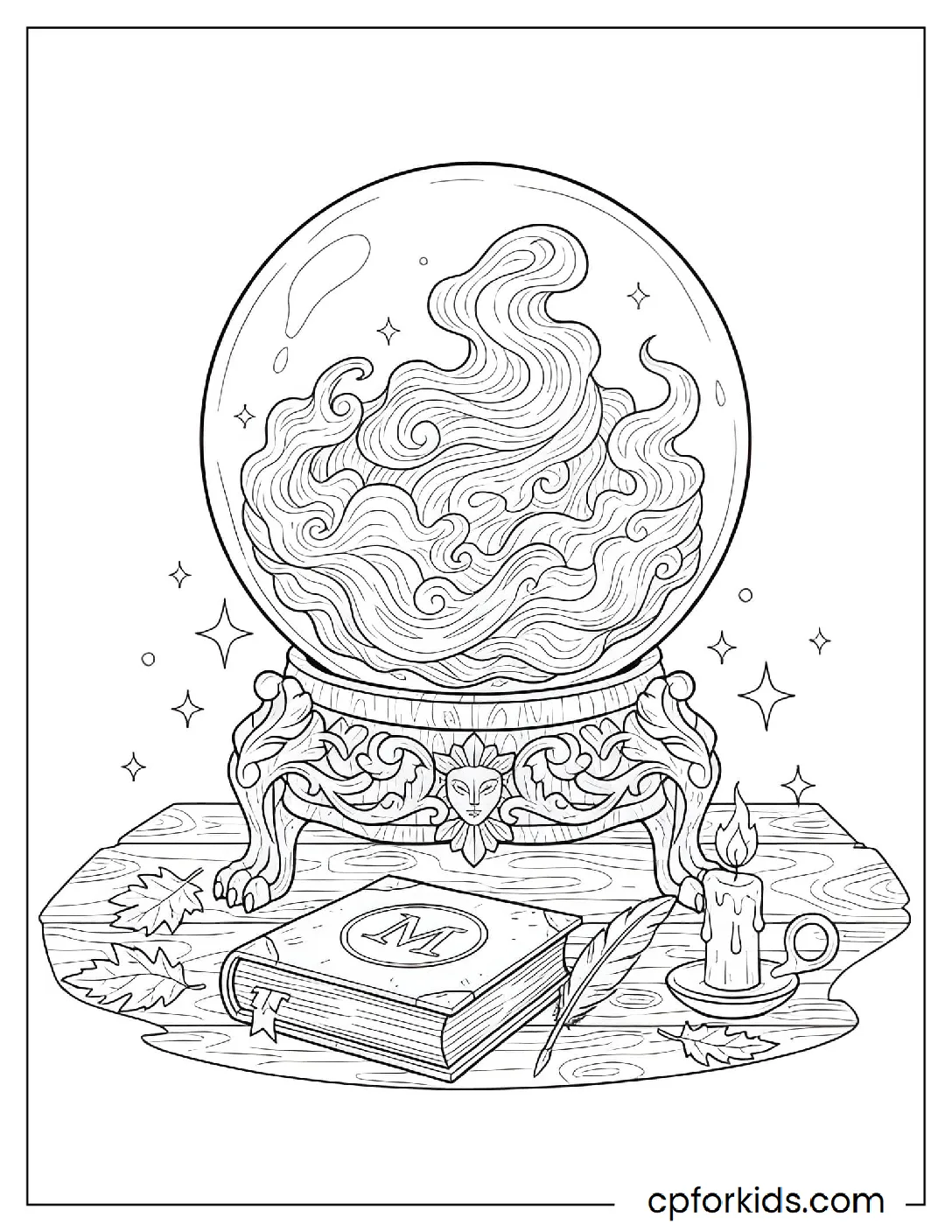Crystal ball with swirling mist inside