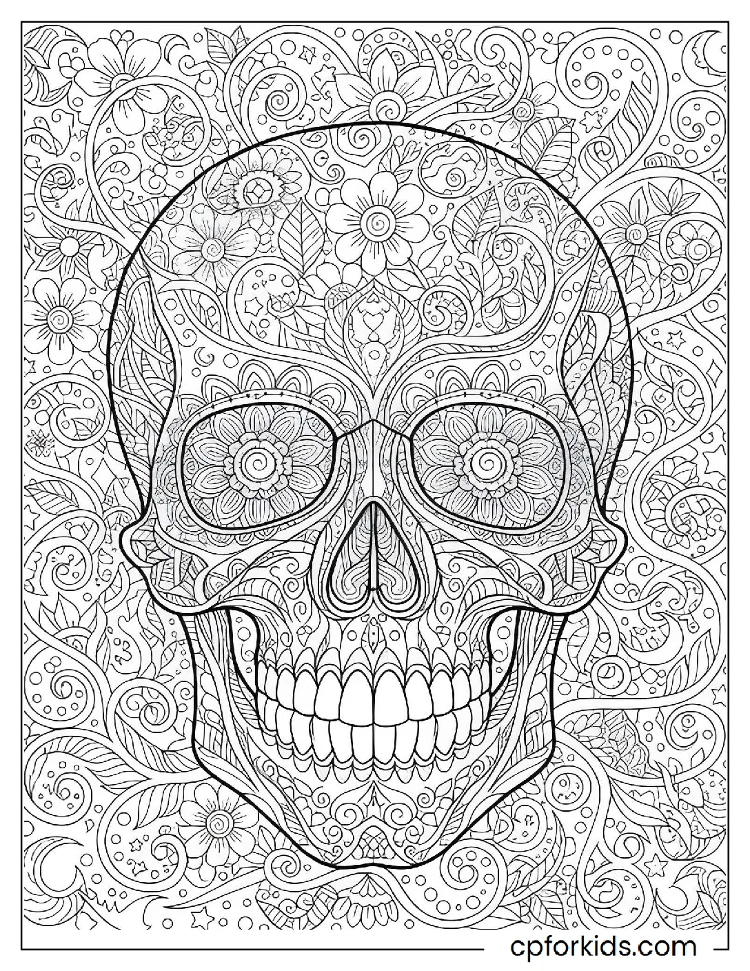 Skull with a floral mandala pattern