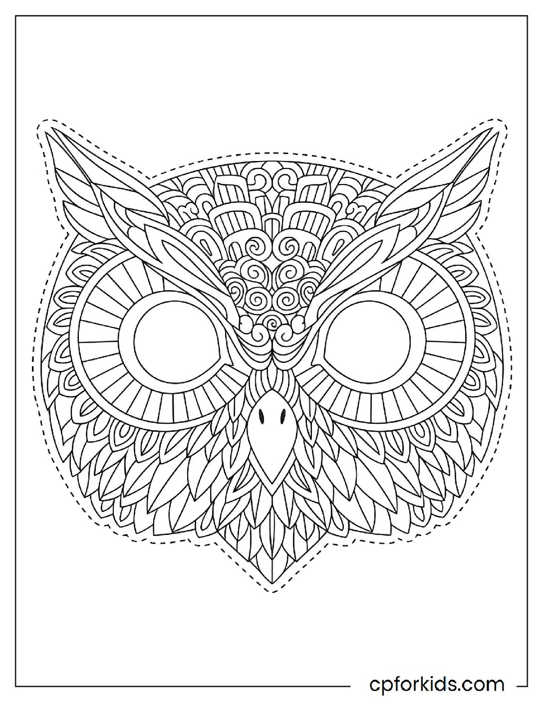 Printable owl face mask template