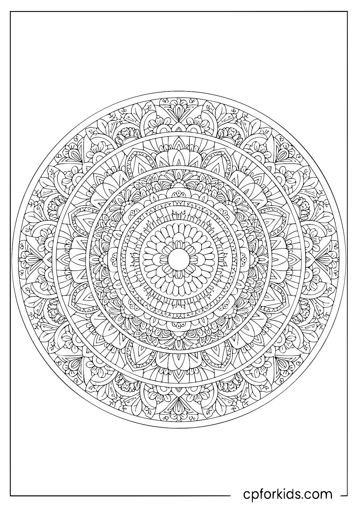 Complex flower mandala with many narrow layered petals