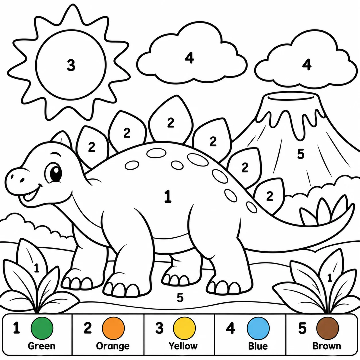 Dinosaur Color by Number