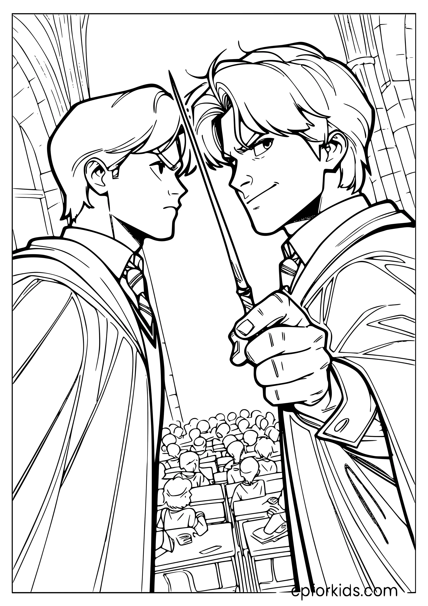 Draco vs Harry Dueling in Class