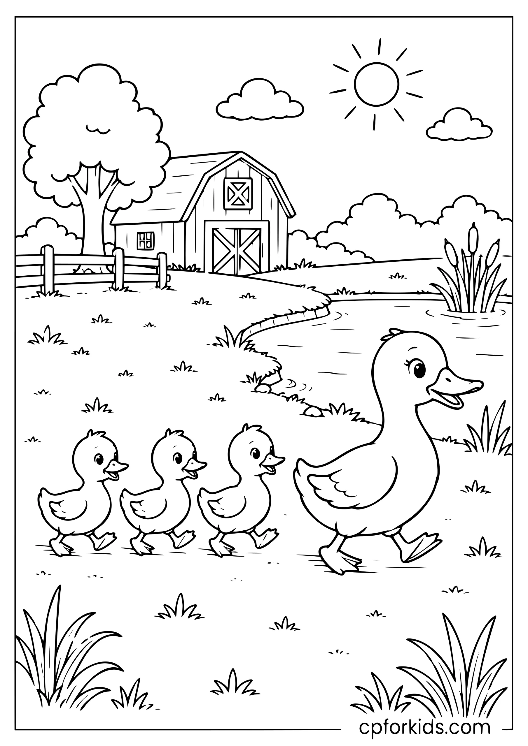 Duck Family Heads to the Pond