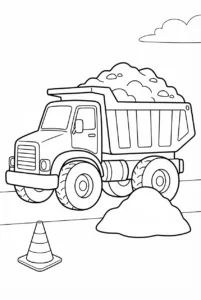 A dump truck carrying dirt across a work site