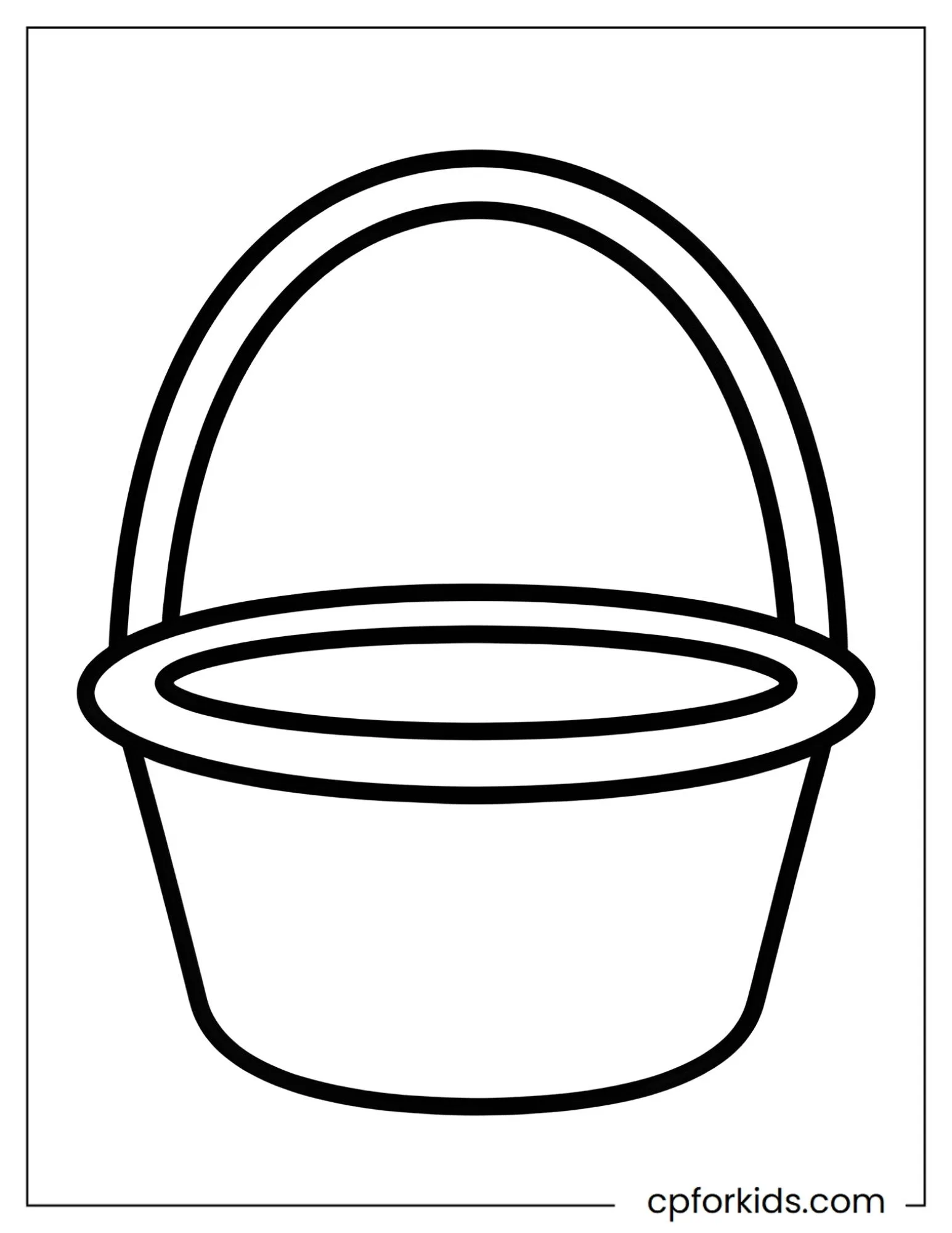 Empty Easter basket drawn with thick outlines