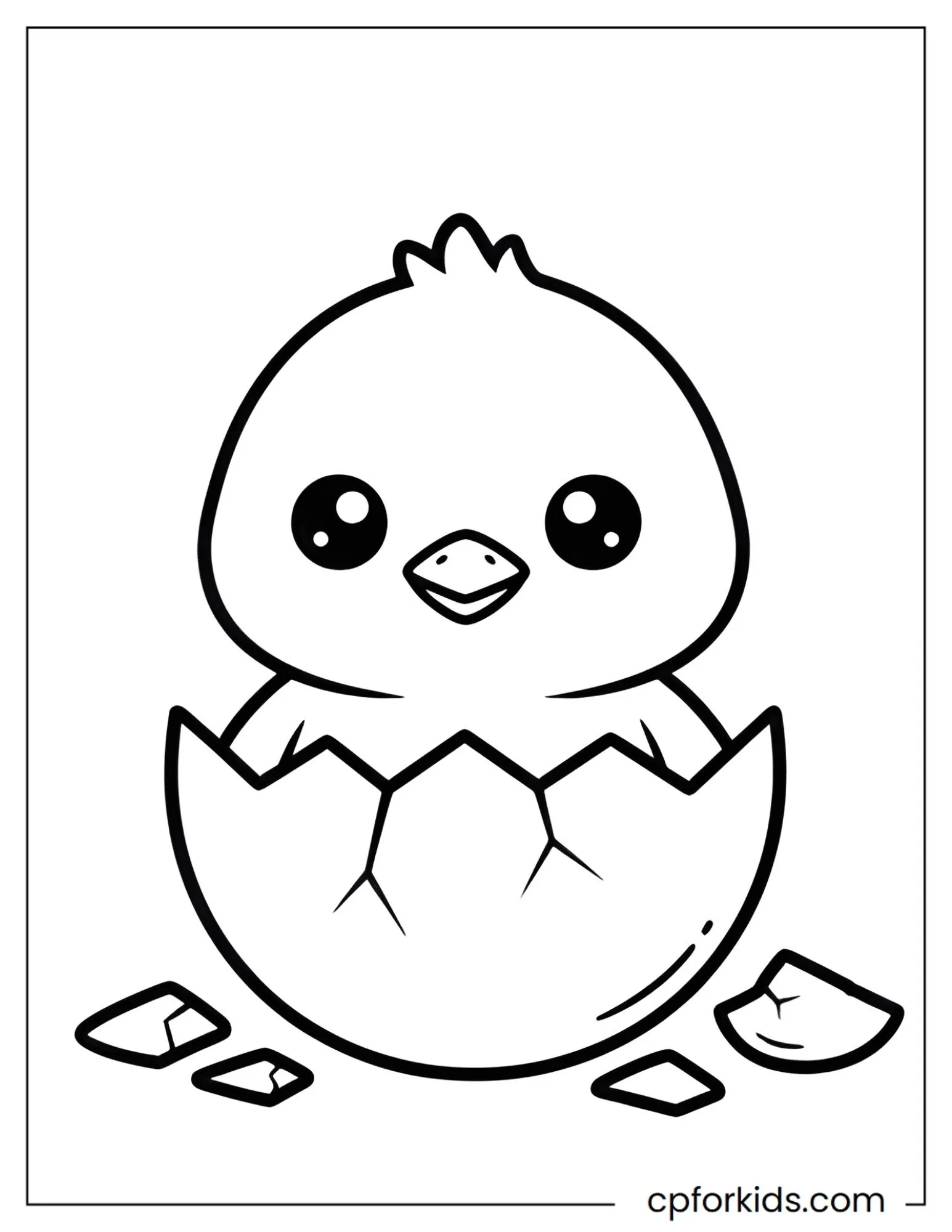 Baby chick hatching from a cracked Easter egg