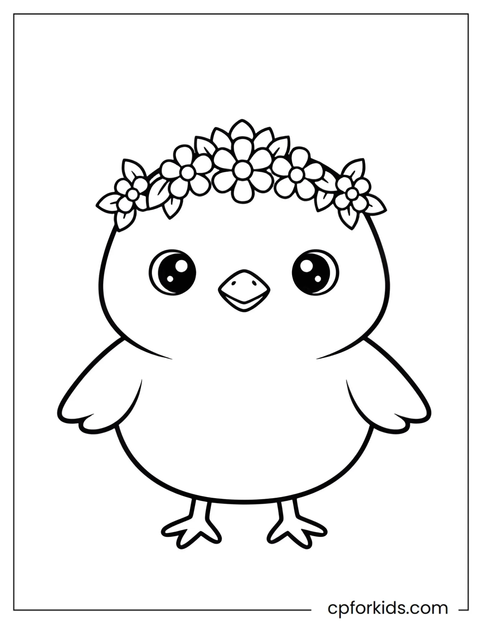 Easter chick wearing a small flower crown