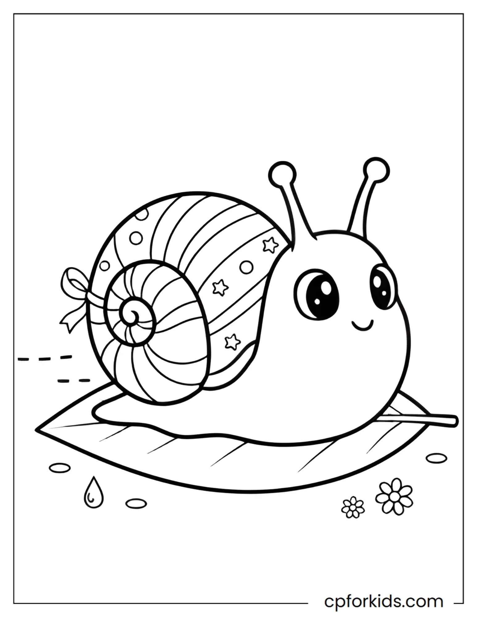Snail carrying an Easter egg shell races across a leaf