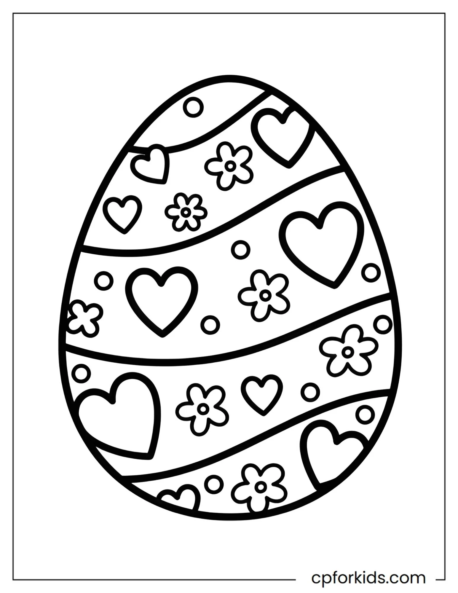 Easter egg covered with repeating heart patterns