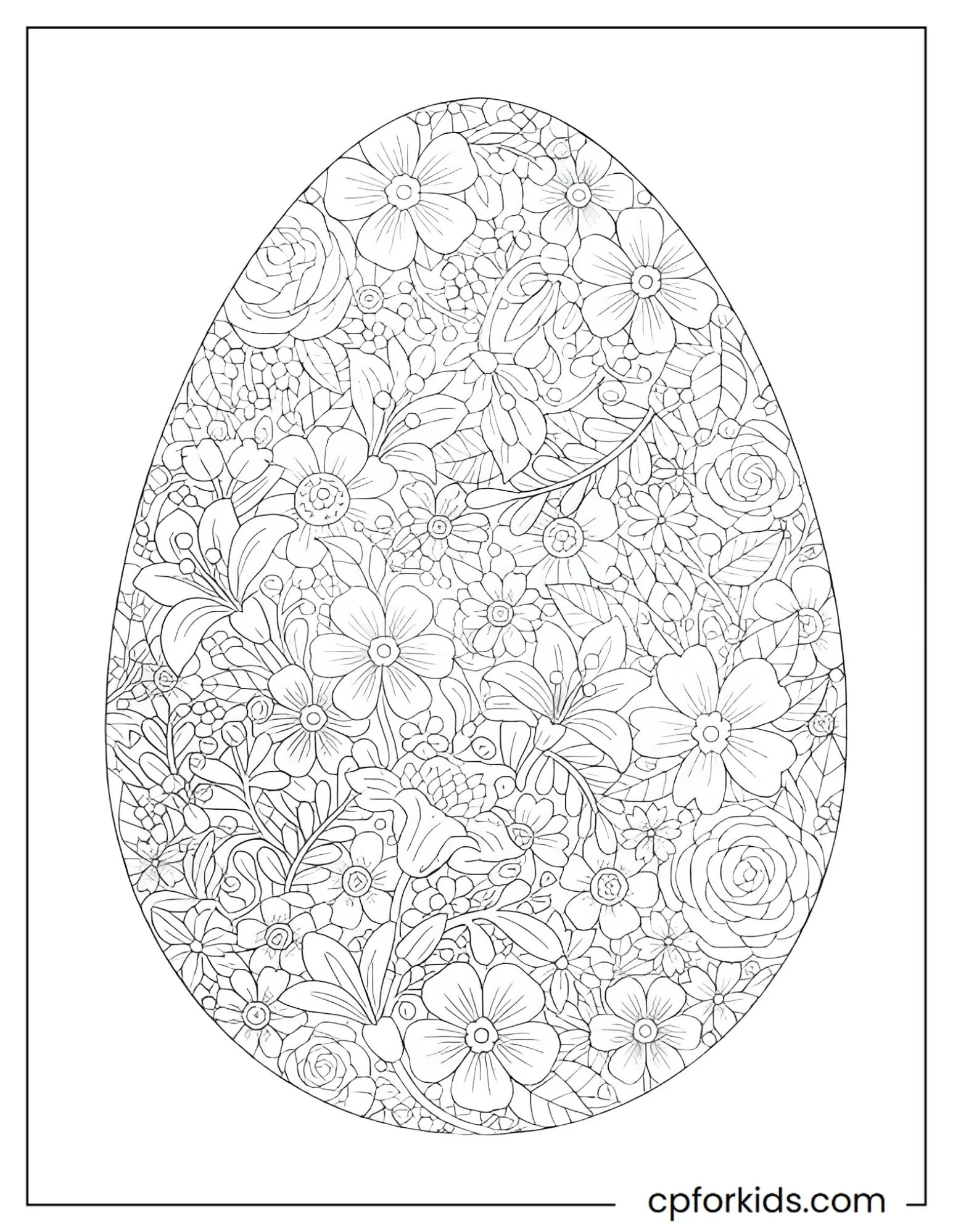Easter egg filled with detailed flower patterns