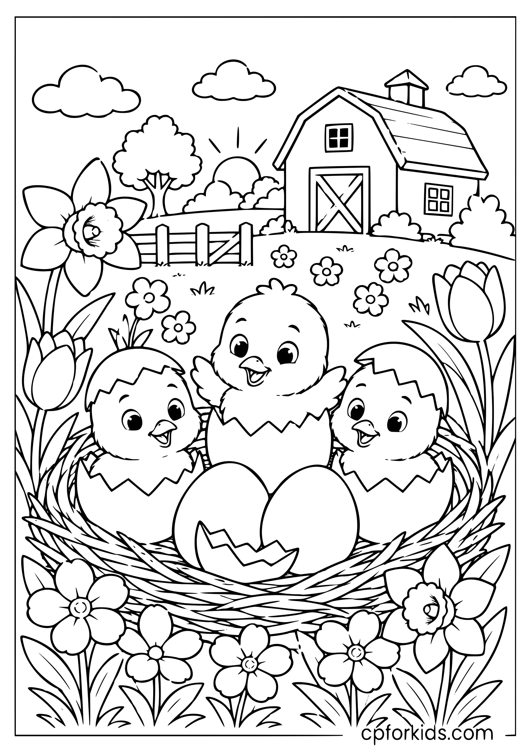 Easter Farm Morning With Chicks