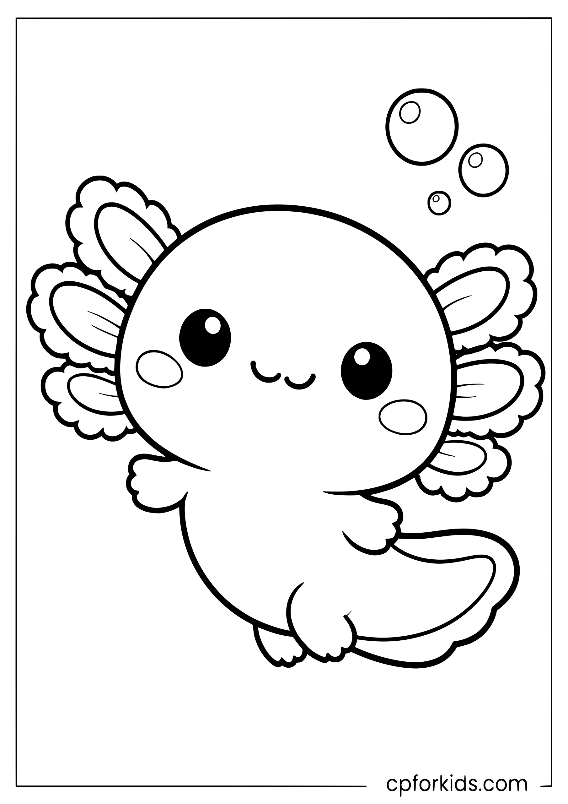 Easy Axolotl Outline for Toddlers