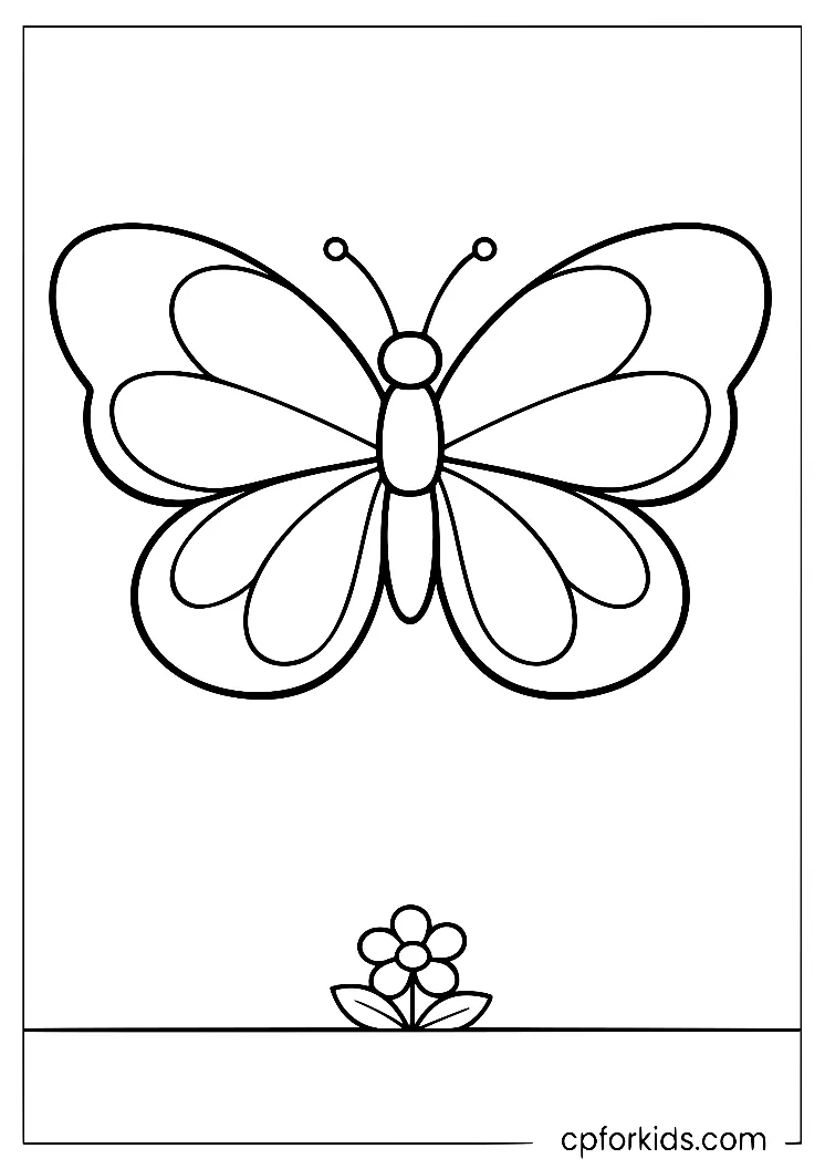 Butterfly with petal shaped wings above a small flower