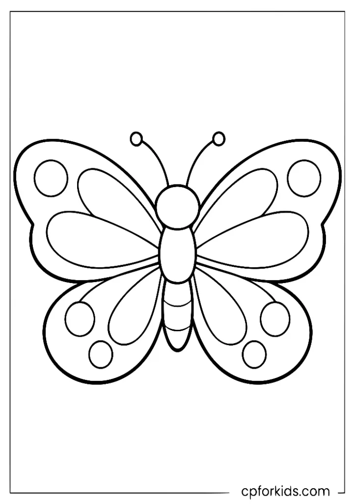 Easy butterfly with spotted wings coloring page
