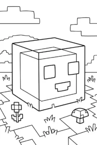 Easy happy Minecraft Slime with large coloring spaces