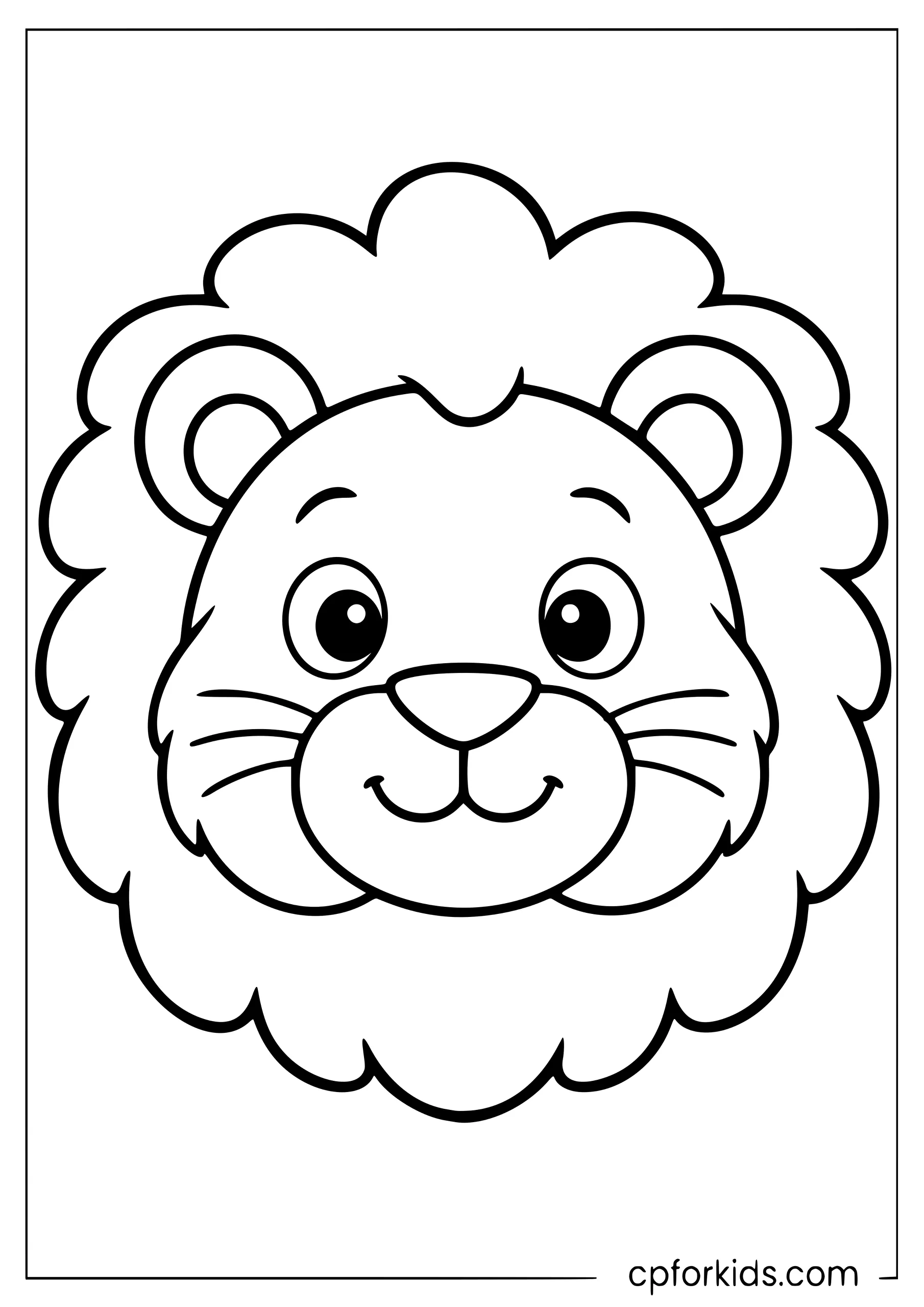 Large simple lion face with a round mane
