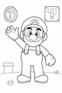 Simple Mario standing with a coin and block
